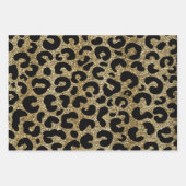 Gold glitter sparkle &black leopard print pattern inpakpapier vel (Voorkant)