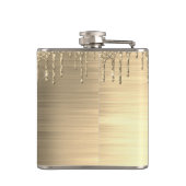 Gold Glitter Sparkle Eyelashes Monogram Naam Heupfles (Achterkant)