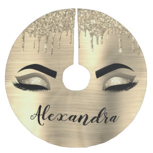 Gold Glitter Sparkle Eyelashes Monogram Naam Kerstboom Rok