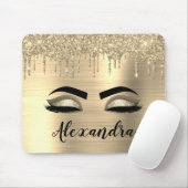 Gold Glitter Sparkle Eyelashes Monogram Naam Muismat (Met muis)