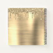 Gold Glitter Sparkle Eyelashes Monogram Naam Notitieboek (Achterkant)