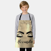 Gold Glitter Sparkle Eyelashes Monogram Naam Schort (Gedragen)