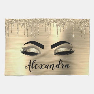 Gold Glitter Sparkle Eyelashes Monogram Naam Theedoek