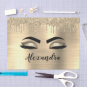 Gold Glitter Sparkle Eyelashes Monogram Naam Tissuepapier (Craft)