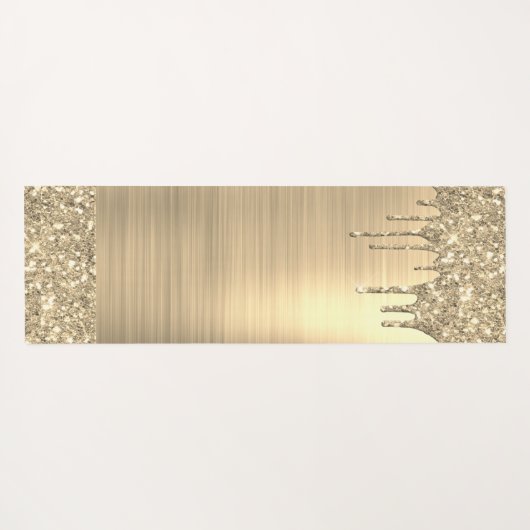 Gold Glitter Sparkle Eyelashes Monogram Naam Yogamat (Achterkant (horizontaal))