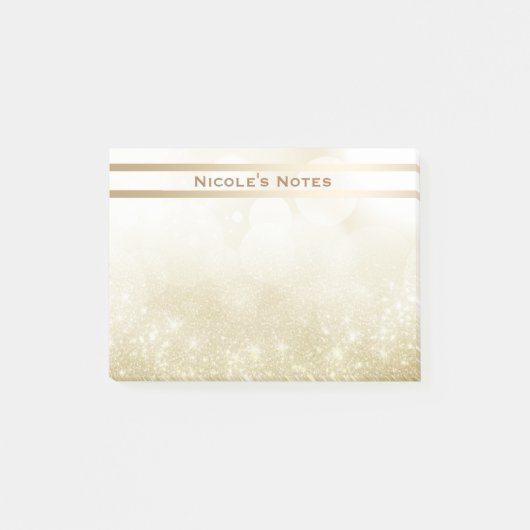 Gold Glitter Sparkle Glam Trendy Personalized Post-it® Notes (Voorkant)