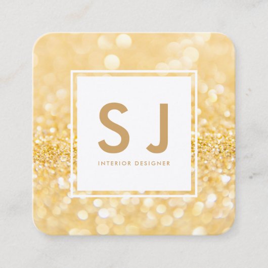 Gold Glitter Sparkle Moderne Interior Designer Vierkante Visitekaartje (Voorkant)