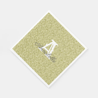 Gold Glitter & Sparkle Monogram Napkin Servet