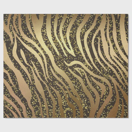 Gold Glitter Sparkle Zebra Oerwoud Safari Glam Cadeaupapier (Vlak)
