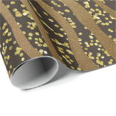 Gold Glitter Sparkle Zebra Oerwoud Safari Glam Cadeaupapier (Rol Hoek)