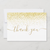 Gold Glitter Sparkles Moderne Elegant Script Bedankkaart (Voorkant)