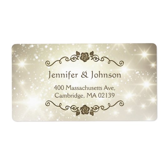 Gold Glitter Sparkles Wedding Etiket (Voorkant)