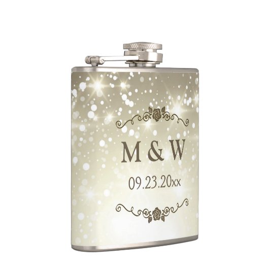 Gold Glitter Sparkles Wedding Heupfles (Rechts)