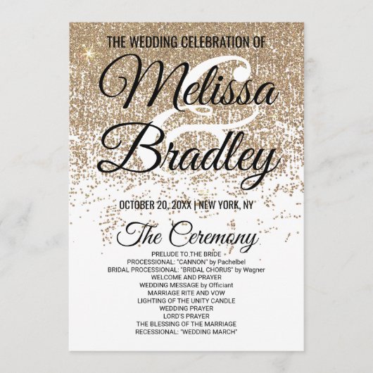 Gold Glitter Sparkles White Programs Programma (Voorkant)