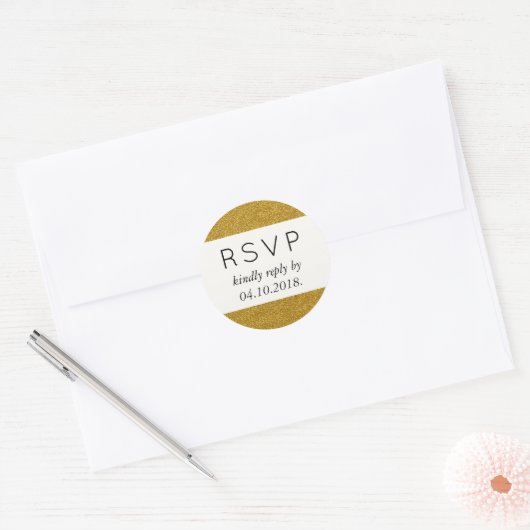 Gold Glitter, Sparkly, Slanke Glitter, Weddenschap Ronde Sticker (Envelop)