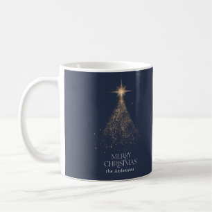 Gold glitter sparren blue, moderne kerstfoto koffiemok
