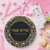 Gold Glitter - Speciaal Purim Sameach Papieren Bordje (Feest)