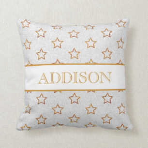 Gold Glitter Star Monogram Pillow Kussen