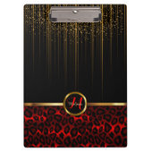 Gold Glitter Starlights en Red Leopard Skin Design Klembord (Voorkant)