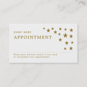 Gold Glitter Stars Appointment Card Afsprakenkaartje