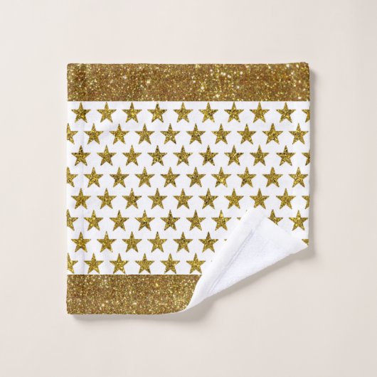 Gold glitter stars bath towel set (Gant de toilette)