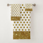 Gold glitter stars bath towel set bad handdoek (Insitu)