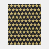 Gold Glitter Stars Black Fleece Deken (Voorkant)