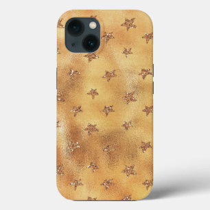 Gold Glitter Stars iPhone 13 Hoesje