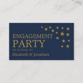 Gold Glitter Stars, Engagement Party Ticket Invite (Voorkant)