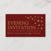 Gold Glitter Stars, Evening Event Ticket Invite (Voorkant)