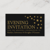 Gold Glitter Stars, Evening Event Ticket Invite (Voorkant)