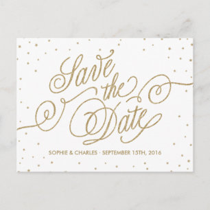 Gold Glitter Stars Fancy Sla het Briefkaart Datum 
