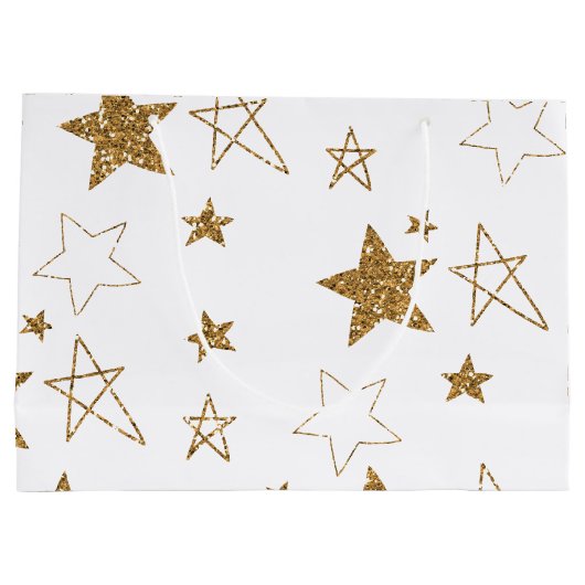 Gold Glitter Stars Groot Cadeauzakje (Achterkant)