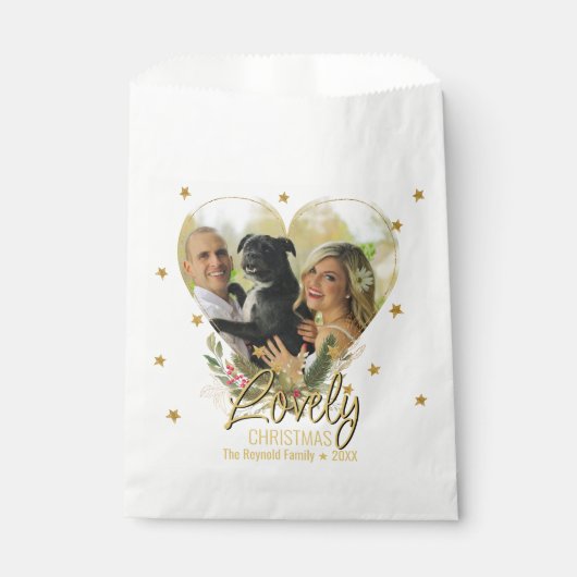 Gold Glitter Stars Heart Foto van liefst kerstfees Bedankzakje (Voorkant)