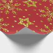 Gold Glitter Stars & Snowflakes Cadeaupapier (Hoek)