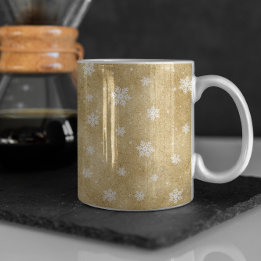 Gold Glitter Stars Snowflakes Coffee Mok