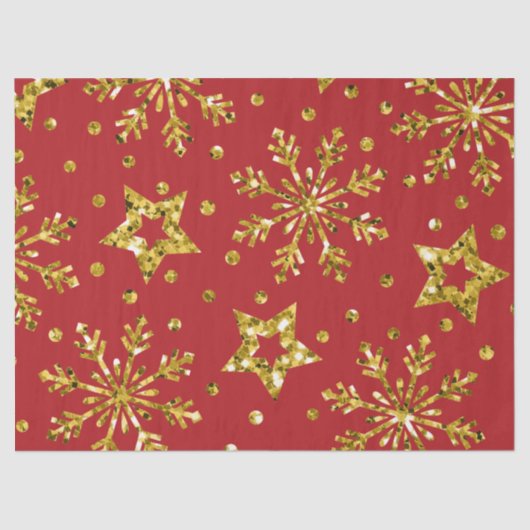 Gold Glitter Stars & Snowflakes Tissuepapier (Voorkant)
