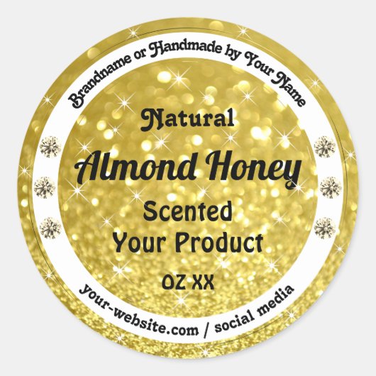 Gold Glitter Stars Sparkle Diamonds Product Labels (Voorkant)