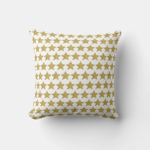 Gold Glitter Stars White Kussen
