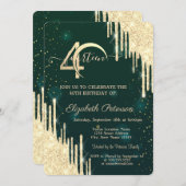 Gold Glitter steekt groen 40e verjaardag af Kaart (Voorkant / Achterkant)