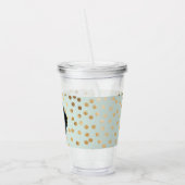 Gold Glitter-Stippen op Mint Monogrammen Acryl Drinkbeker (Links)