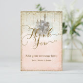Gold Glitter Storybook Castle Wedding Bedankt (Staand voorkant)