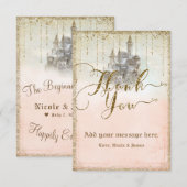Gold Glitter Storybook Castle Wedding Bedankt (Voorkant / Achterkant)