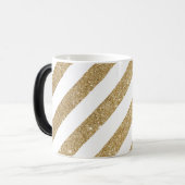 Gold Glitter Stripe Glam White Coffee Mok (Voorkant links)