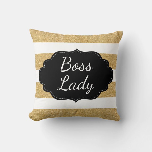 Gold Glitter | Stripes Kussen (Voorkant)