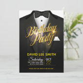 Gold Glitter Suit Birthday Party Kaart (Staand voorkant)
