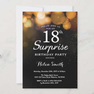 Gold Glitter Surprise 18th Birthday Invitation Kaart