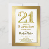Gold Glitter Surprise 21st Birthday Dinner Party Kaart (Voorkant)