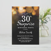 Gold Glitter Surprise 30th Birthday Invitation Kaart (Staand voorkant)