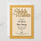 Gold Glitter SURPRISE Birthday Invitations (Voorkant)